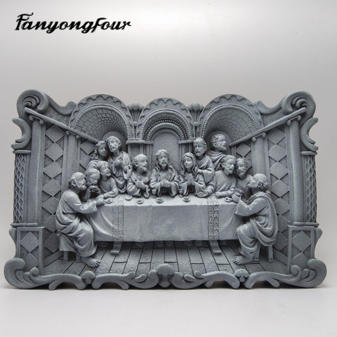 Last Supper Silicone Mold Fondant Cake Mold Resin Plaster Chocolate Candle Candy Mold Free Shipping ► Photo 1/6