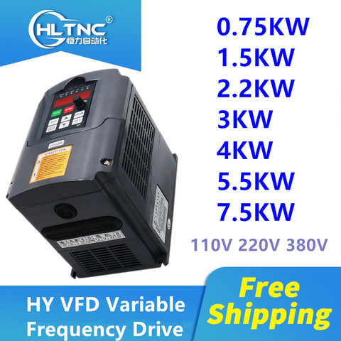HY Inverter 0.75KW/1.5KW/2.2KW/4KW /5.5KW/7.5KW Frequency Converter  3P Output CNC Spindle motor speed Control VFD Converter ► Photo 1/5
