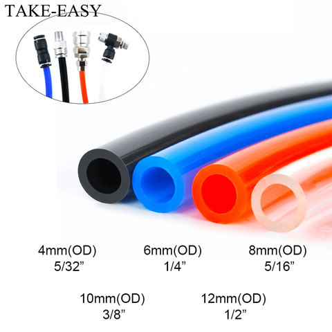 TAKE-EASY 1m Pneumatic Tube Air Compressor Hose Air Pipe  Compressor Parts Accessories 4/6/8/10/12/14/16mm 1/4