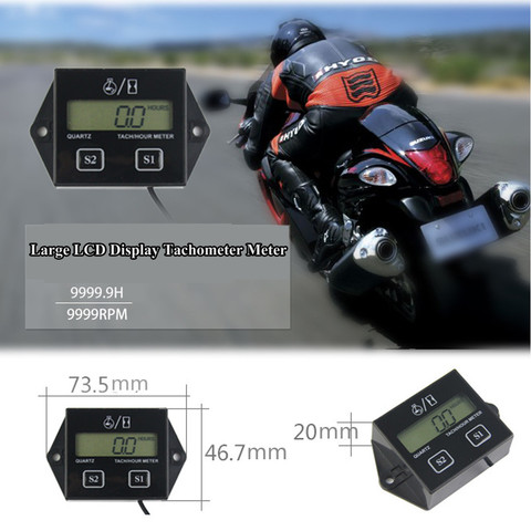 Waterproof Digital Tachometer Hour Meter Motorcycle Engine Tach Hour Meter Durable for 2/4 Stoke Gasoline Engine ► Photo 1/6