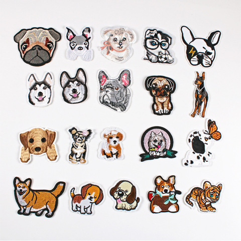 Dog Head Puppy Pug Keji Husky Embroidered Cloth Stickers Clothing Accessories Badge Patch ► Photo 1/5