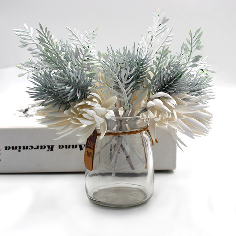 16cm Artificial Flowers Fake Plant Flowers Plastic Pine Branches Christmas Decor Wedding Pine Grass DIY Party Dec ► Photo 1/5