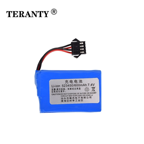 TERANTY Power 1Pcs 7.4v battery for E561 RC truck RC car RC boat 7.4V 600mAh Li-ion battery 523450 with 4P-SM Plug ► Photo 1/4