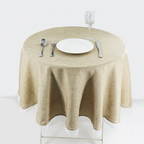 1 pc Round Khaki/Gray Lace Tablecloth Dining Table Cover Cloth Home Hotel Textile For Christmas Wedding Event Hotel Decor ► Photo 1/6