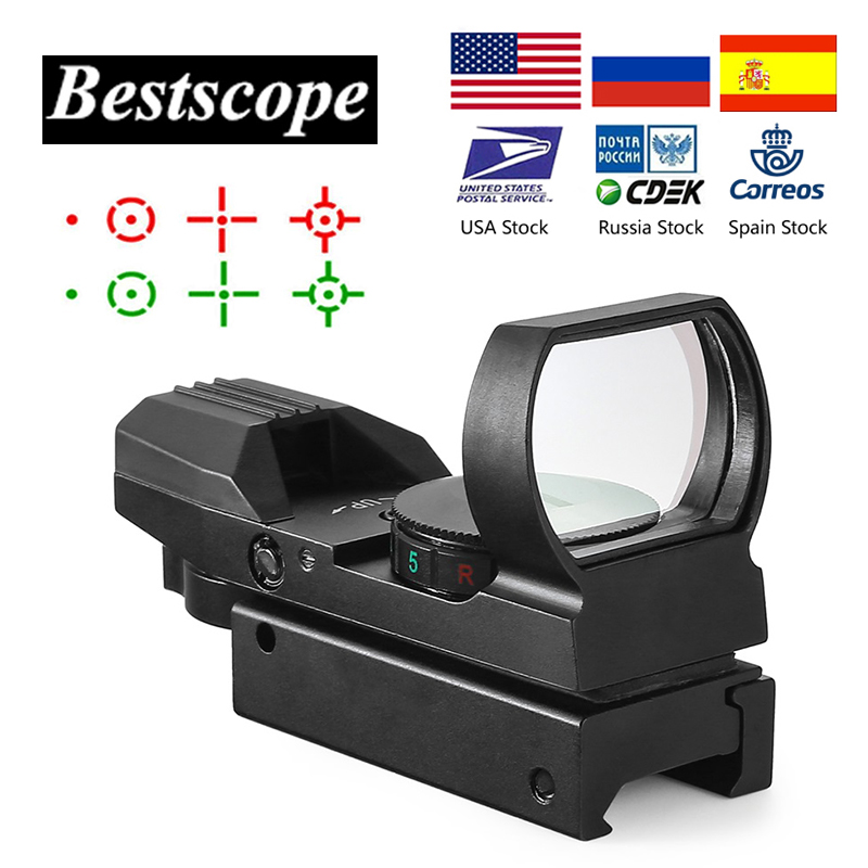 RED DOT SIGHT GREEN REFLEX TACTICAL SCOPE RETICLES OPTICS AIRSOFT WEAPON 4 RAIL 