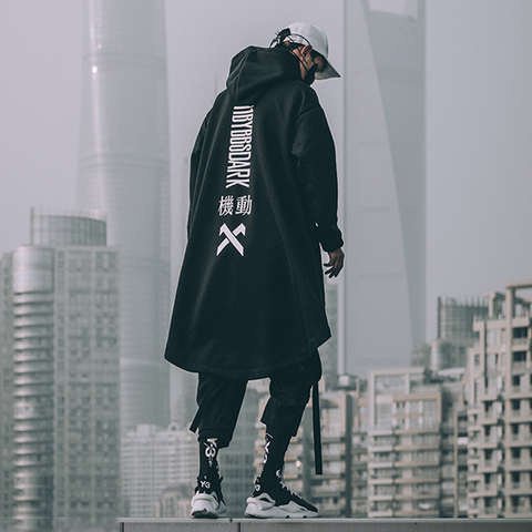 Retro cloak trench coat loose hiphop women 2022 Men's clothes Harajuku oversized hooded Sweatshirt hoodie dark streetwear man ► Photo 1/6