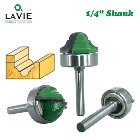 LAVIE 1pc 6.35mm Shank Double Roman Ogee Edging Router Bit Bearing Wood Line Knife Milling Cutter For Wood Hobbing MC01180 ► Photo 1/5