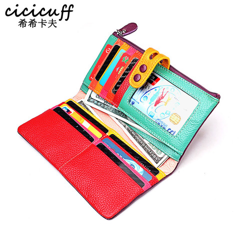 CICICUFF Fashion Wallet Women Genuine Leather Long Clutch Ladies Purse with Zipper Pocket Colorful Phone Wallet Female Billfold ► Photo 1/6