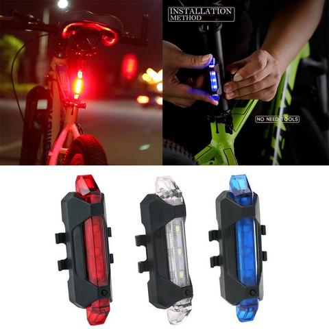 5LED Bicycle Cycling Tail USB Rechargeable Warning Waterproof Bike Rear Light