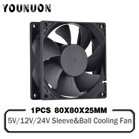 1 Piece 80mm 8025 80X80X25MM Cooling Fan 5V/12V/24V DC Brushless Cooling Cooler Fan 8025 Sleeve&Dual Ball Bearing Axial Fan ► Photo 1/5