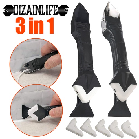 3 in 1 Silicone Remover Sealant Smooth Scraper Caulk Finisher Grout Kit Tools Kitchen Gadgets Hand Tool Sets ► Photo 1/6