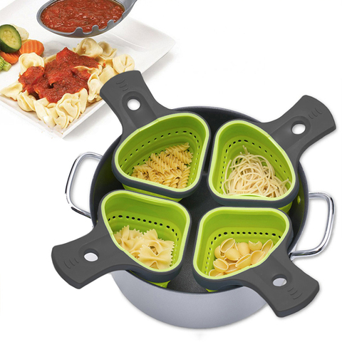 1Pc Foldable Silicone Colander Strainers Kitchen Strainer Spaghetti Net Cooker Basket Colander Kitchen Backing Tools ► Photo 1/6