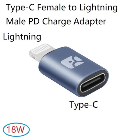 USB Type-C Female to Lightning Male Adapter,PD 18W Fast-Charge & Sync Data for Convert Huawei,Samsung  iPhone/iPad/iPod,C94 9V2A ► Photo 1/6