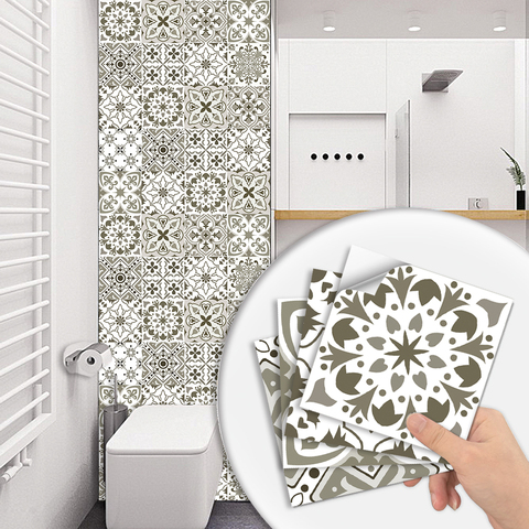10pcs/set Gray Hard Tiles Floor Wall Stickers Kitchen Bathroom Tables Decoration Wallpaper Peel & Stick Shiny Surface Art Mural ► Photo 1/6