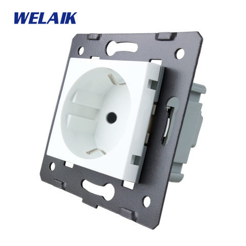 WELAIK EU-Standard Power-Socket DIY-Parts-Wall Socket-parts Without-Glass-Panel A8EW/B ► Photo 1/6