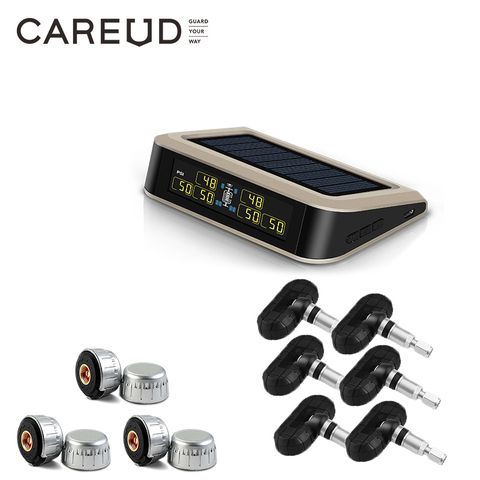 CAREUD Solar Bus RV Truck TPMS Wireless Tire Pressure Monitoring System With 6 External/Internal Sensors  Max 130 PSI ► Photo 1/6