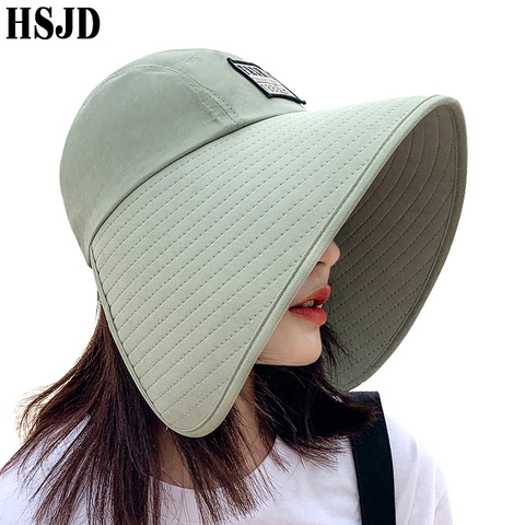 Women Summer Large Wide Brim Adjustable Visor Beach Hats Foldable Anti-UV Women Sun Hat Outdoor Travel Panama Female Cap Bonnet ► Photo 1/6