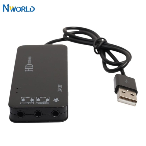 Multi-Function 3 Port Usb 2.0 External 7.1Ch Stereo Sound Card Adapter  2 Micphone Jack 3.5mm Earphone Audio AU For Pc ► Photo 1/6