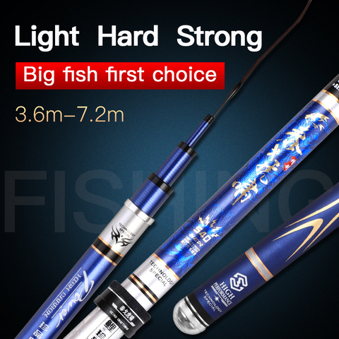 TAIGEK 5.4m High Carbon Fiber Ultralight Telescopic Portable Handle Carp Fishing Rod Pole Tackle ► Photo 1/6