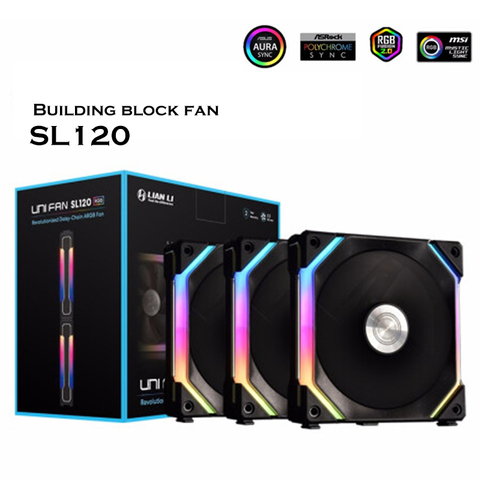 LIANLI UNI FAN For PC Case Water Cooling Kit MODULES 12cm 120mm Cable Free Software Smart PWM Control A-RGB Black/White,SL120-3B ► Photo 1/5