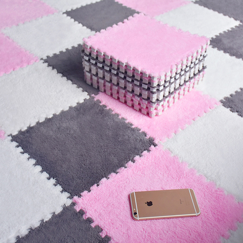 10/20/30pcs DIY Nordic Floor Mat Splicing Carpet Plush Velvet Bedroom Rooms Children Girls Pink Mat Puzzle Plush Mats ► Photo 1/6