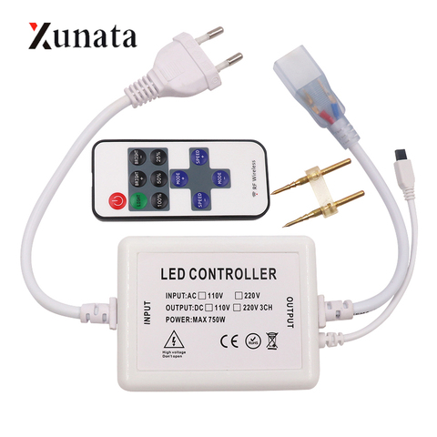 AC 110V 220V LED Dimmer Controller with 750W IR Remote EU/US Plug For LED Strip Light LED Neon Light ► Photo 1/1