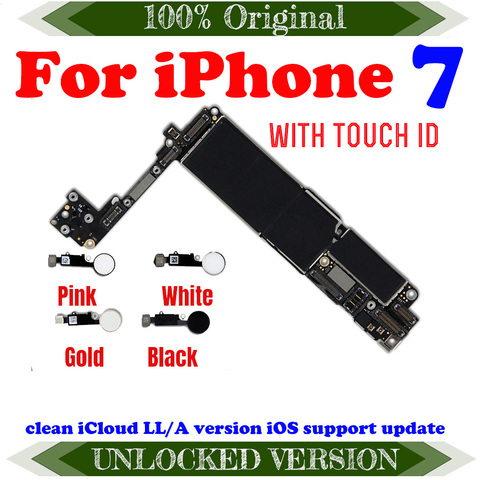 Free iCloud Logic Board Unlocked Original Mainboards 32GB For iPhone 7 128GB 256GB Motherboard Full Chips Support Network LTE 4G ► Photo 1/2