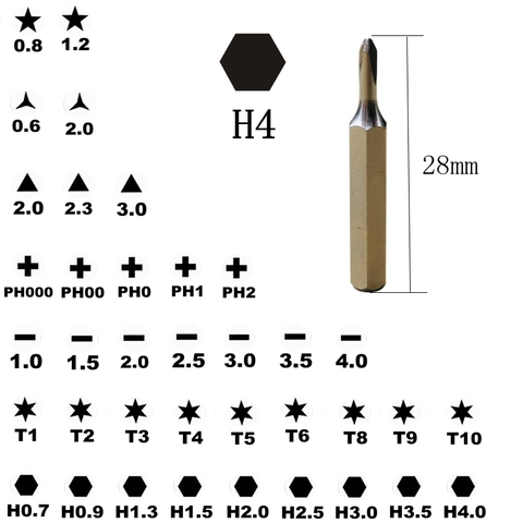 H4 Screwdriver Bits Torx T1 T2 T3 T4 T5 T6 T8 T9 T10 phillips HEX Pentalobe  P5 for Huawei Macbook Air Pro iphone7/8/x/xr/xs max ► Photo 1/4