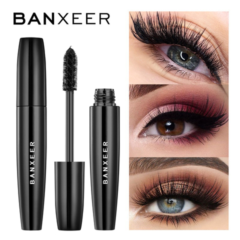 BANXEER Fluffy Volume Mascara Makeup 4D Silk Fiber Lash Mascara Waterproof Rimel 3d Mascara Extension Thick Long Curling Eyelash ► Photo 1/6