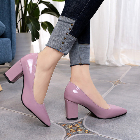 Women's High Heels Sexy Bride Party mid Heel Pointed toe Shallow mouth High Heel Shoes Women shoes big size 2022 new ► Photo 1/6