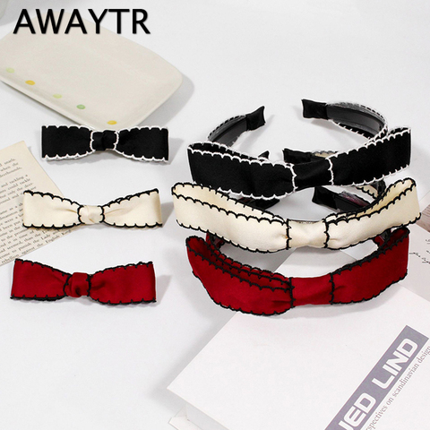 AWAYTR New Women Elegant Black Bow Hairbands Plastic Baffle Hair Ornament Headband Hair Hoop Fashion Hair Accessories Hair Band ► Photo 1/6