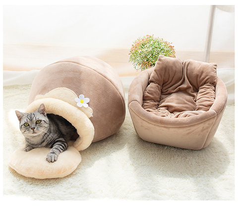 Self-warming 3 in 1 Foldable Comfortable Triangle Pet Cat Bed Tent House 3 Colors Multifunction Sleepping  Bag For Puppy Cats ► Photo 1/6