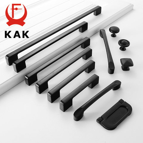 KAK Black Kitchen Handle Zinc Alloy Cabinet Knobs and Handles Stylish Drawer Knobs Pulls Furniture Handle Cabinet Door Hardware ► Photo 1/6