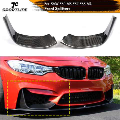 2PCS Carbon Fiber Front Bumper Lip Splitters Flap Cupwings for BMW 3Series F80 M3 4Series F82 F83 M4 2012 - 2022 ► Photo 1/6