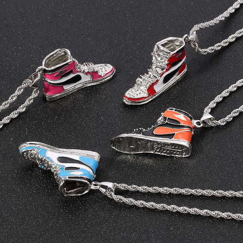 Mini Hip-hop Sneaker Pendant Necklace Cool Collar Fashion Male Street Style Rapper Cute Necklace Christmas Gift For Friend ► Photo 1/6