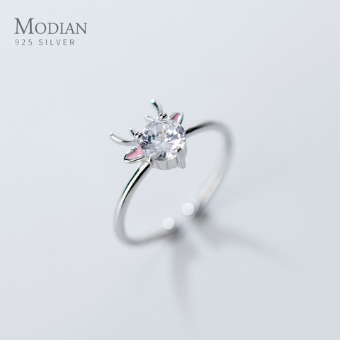 Modian Animal Antlers Open Adjustable Finger Ring for Women 925 Sterling Silver Shining AAA Zircon Elk Pattern Ring Fine Jewelry ► Photo 1/5
