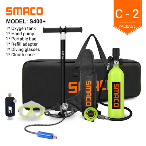 SMACO S400Plus Mini Scuba Diving Tank Equipment, Cylinder with 16 Minutes Capability, 1 Litre Capacity with Refillable Design ► Photo 1/4