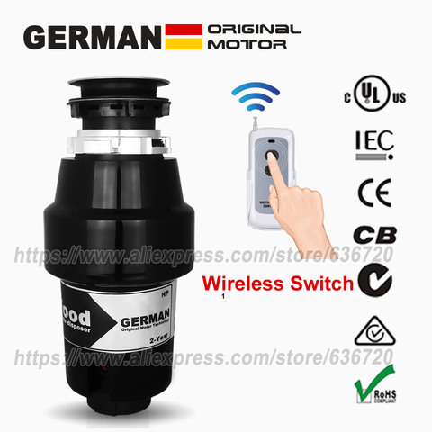 German 850W motor Technology Fast-and-easy mount kitchen Food Waste Disposers + Air Switch , 3/4 HP Household Garbage Disposer ► Photo 1/6