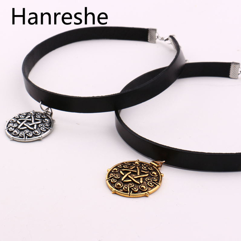 Witcher 3 Medallion 32cm+5cm Leather Choker Necklace the Wild Hunt Game Cosplay Jewelry Gothic Gold/Silver Color Pendant Women ► Photo 1/6