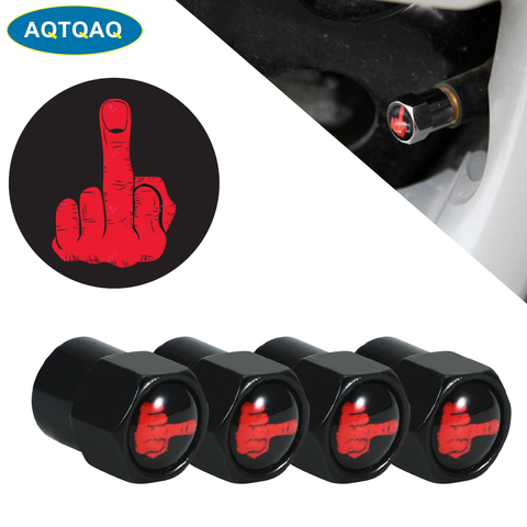 4Pcs/Set Car Styling Aluminium Alloy/Copper Middle Finger Logo Car Tire Valve Caps Wheel Tires Tire Stem Air Cap Airtight Covers ► Photo 1/6