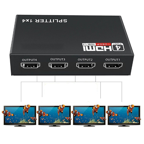 1 x 4 HDMI Splitter Converter 1 In 4 Out HDMI 1.4 Splitter Amplifier HDCP 1080P Dual Display for HDTV DVD PS3 Xbox ► Photo 1/6