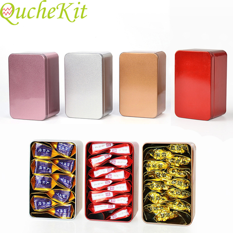 Metal Tin Box Square Tea Box Cosmetics Jewelry Desktop Iron Storage Box Candy Chocolate Small Things Storage Boxes Bins ► Photo 1/6