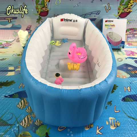 2022 Style Portable bathtub inflatable Children bath tub Cushion Warm winner keep warm folding With Air Pump Baby Bathroom ► Photo 1/1