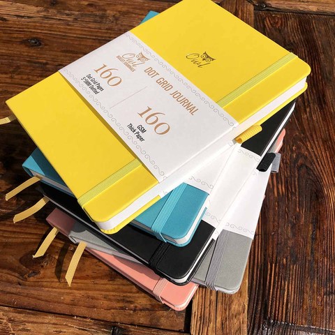 BUKE Dotted Journal Dot Grid Notebook Sketcbook - PU Leather, 160gsm Thick Paper, Inner Pocket, Elastic Closure, Pen Holder ► Photo 1/4