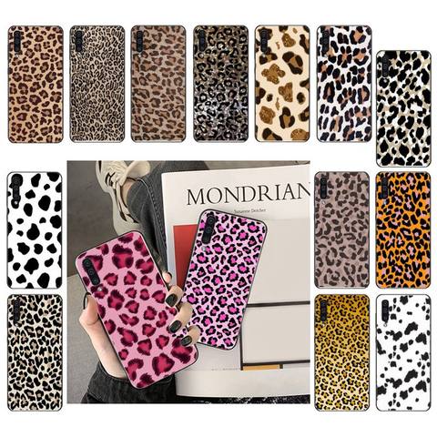 Yinuoda Leopard print  Silicone Black Phone Case For Samsung Galaxy A7 A50  51 A70  80 A40 A20 A30 A8 A6 A8 Plus A9 A71 ► Photo 1/6