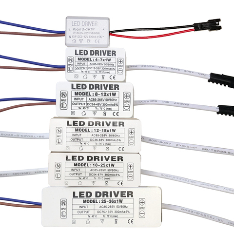 LED Driver 300mA 1W 3W 5W 7W 12W 18W 24W 25W 36W For LEDs Power Supply Unit AC85-265V Lighting Transformers For LED Power Lights ► Photo 1/6