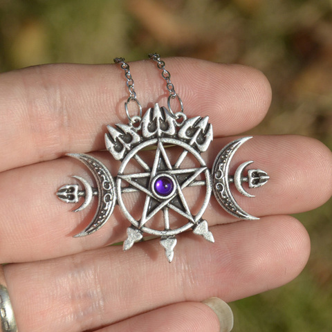 Triple Moon Pentagram Necklace