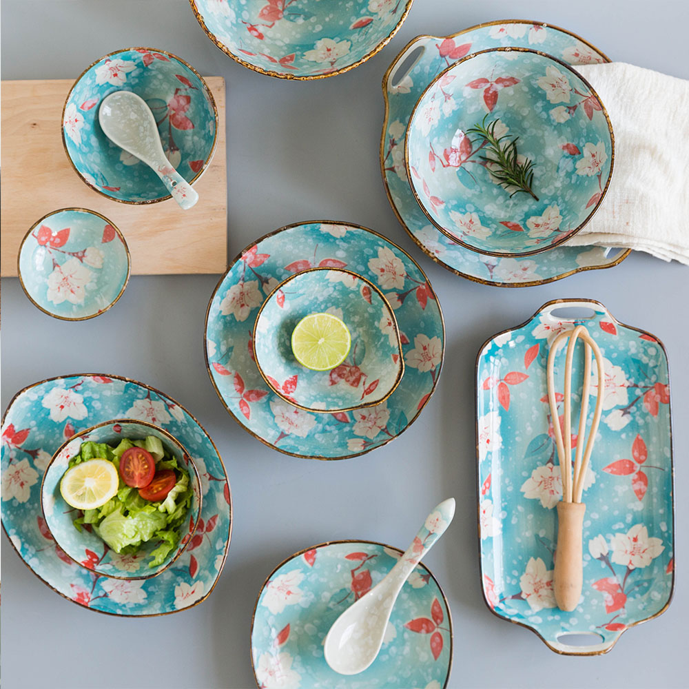 Japanese Blue Crockery Set Ceramic Dish Plate Bowl Dining Serving Tableware New 
