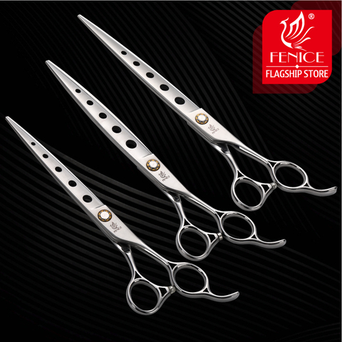 Fenice 7/7.5/8 inch Stainless Steel Pet Dogs Gromming Scissors Straight Shears Sharp Edge Animals Cat Hair Cutting Barber Tools ► Photo 1/6
