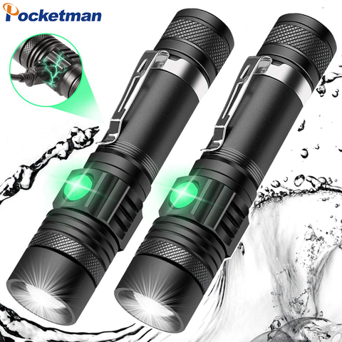 8000LM LED Flashlight Zoomable Torch USB Rechargeable LED Torch T6/L2/V6 Flashlight Use 18650 Rechargeable Battery ► Photo 1/6
